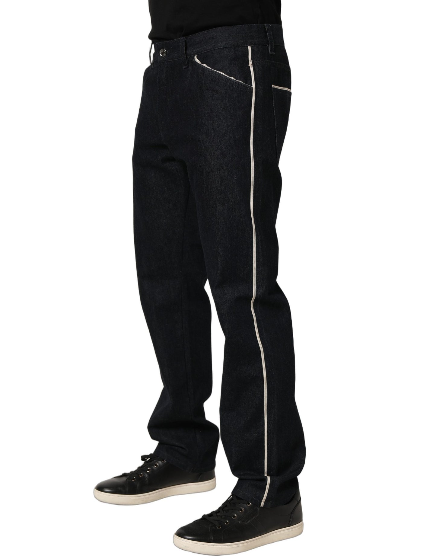 Dolce & Gabbana Black Cotton Mid Waist Classic Men Denim Jeans Dolce & Gabbana