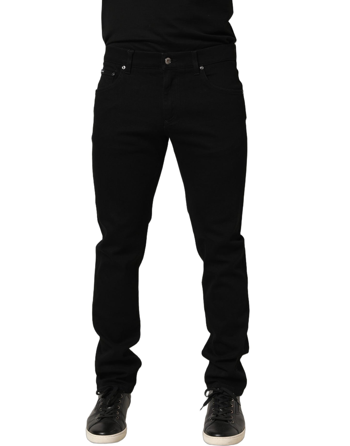 Dolce & Gabbana Black Heraldic Embroidered Skinny Denim Jeans Dolce & Gabbana