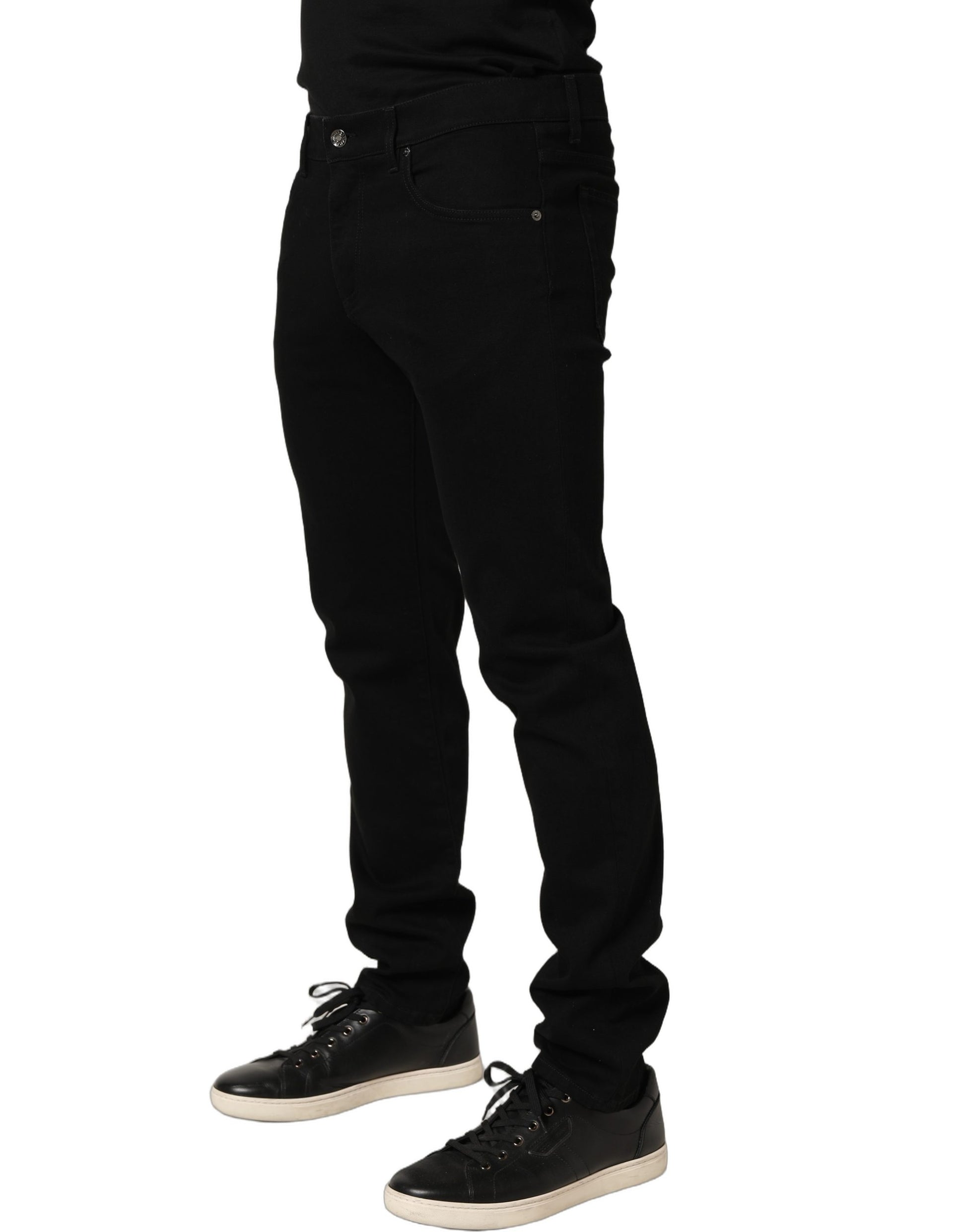 Dolce & Gabbana Black Heraldic Embroidered Skinny Denim Jeans Dolce & Gabbana