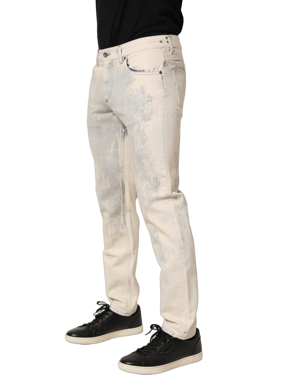 Dolce & Gabbana Beige Tie Dye Cotton Straight Men Denim Jeans