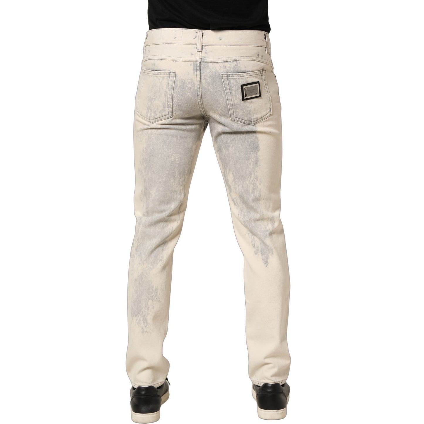 Dolce & Gabbana Beige Tie Dye Cotton Straight Men Denim Jeans Dolce & Gabbana