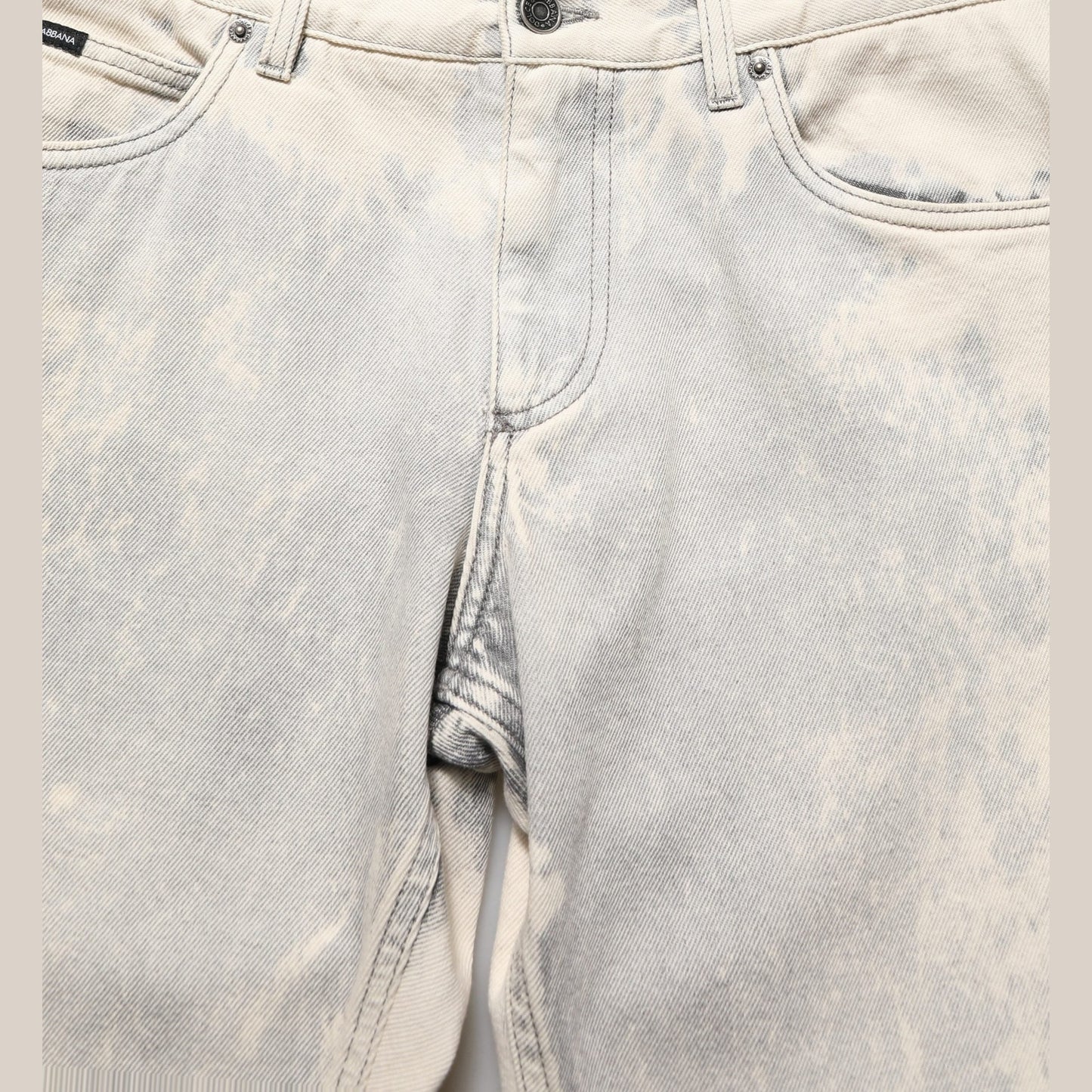 Dolce & Gabbana Beige Tie Dye Cotton Straight Men Denim Jeans Dolce & Gabbana