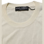 Dolce & Gabbana Off White 3/4 Sleeves Crewneck Pullover Sweater