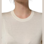 Dolce & Gabbana Off White 3/4 Sleeves Crewneck Pullover Sweater