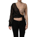 Dolce & Gabbana Black Wrap Sheer Chiffon One Shoulder Top