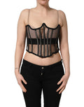 Dolce & Gabbana Black Sheer Tulle Bodysuit Cropped Corset Top - Eljoys Fashion 