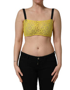 Dolce & Gabbana Yellow Cotton Crepe Chiffon Crop Bralette Top
