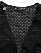 Dolce & Gabbana Black Nylon Fishnet Long Sleeve Cropped Top