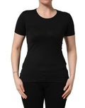 Dolce & Gabbana Black Cotton Round Neck Short Sleeve T-shirt - Eljoys Fashion 