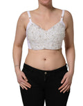 Dolce & Gabbana White Pearls Beaded Corset Bustier Crop Top - Eljoys Fashion 