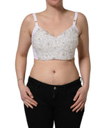 Dolce & Gabbana White Pearls Beaded Corset Bustier Crop Top