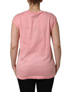 Dolce & Gabbana Pink Cotton DG Logo Round Neck Tank T-shirt