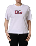 Dolce & Gabbana White Cotton DG Logo Patch Crew Neck T-shirt - Eljoys Fashion 