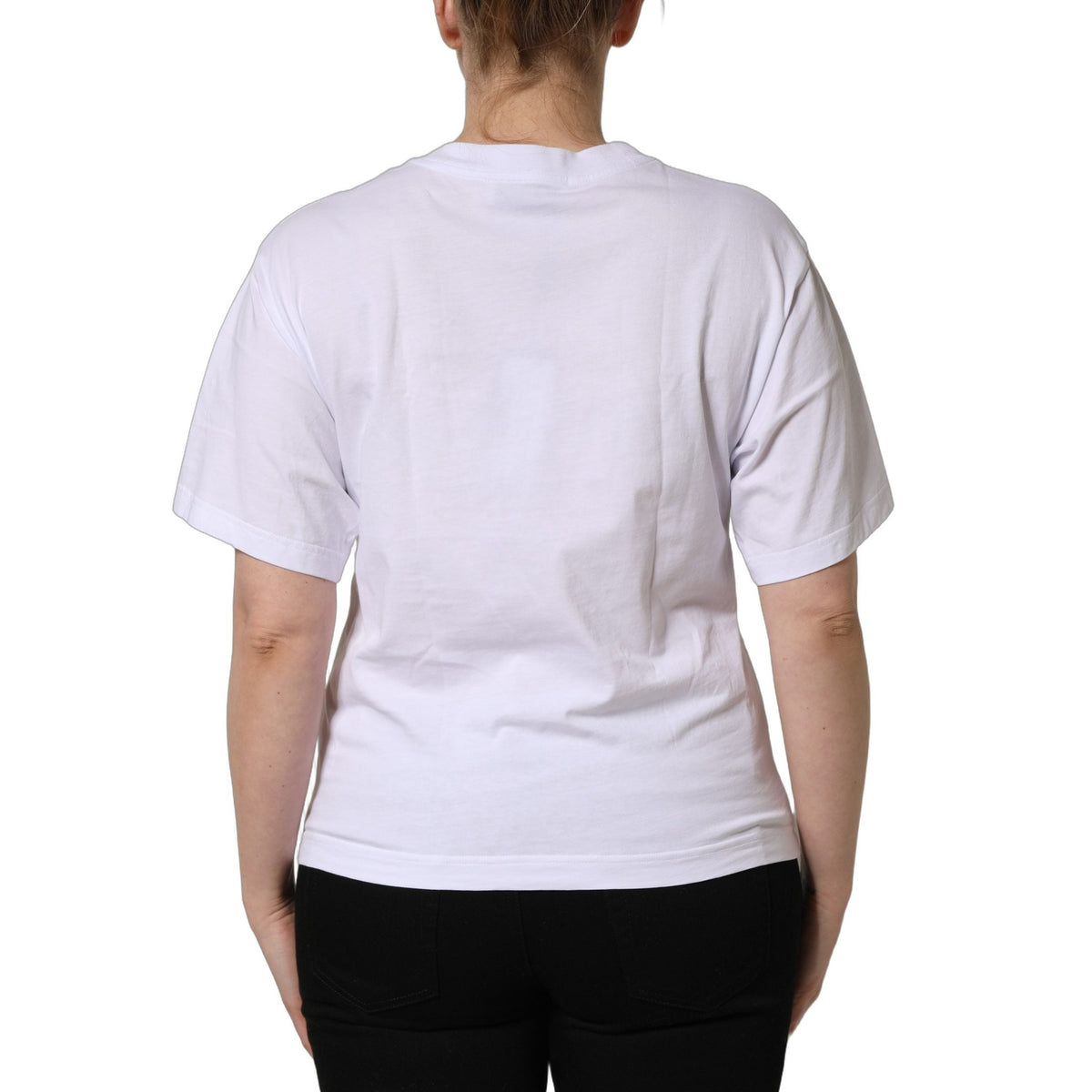 Dolce & Gabbana White Cotton DG Logo Patch Crew Neck T-shirt