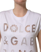 Dolce & Gabbana White Logo Round Neck Sleeveless T-shirt