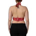 Dolce & Gabbana Red Paisley Silk Halter Neck Crop Tank Top