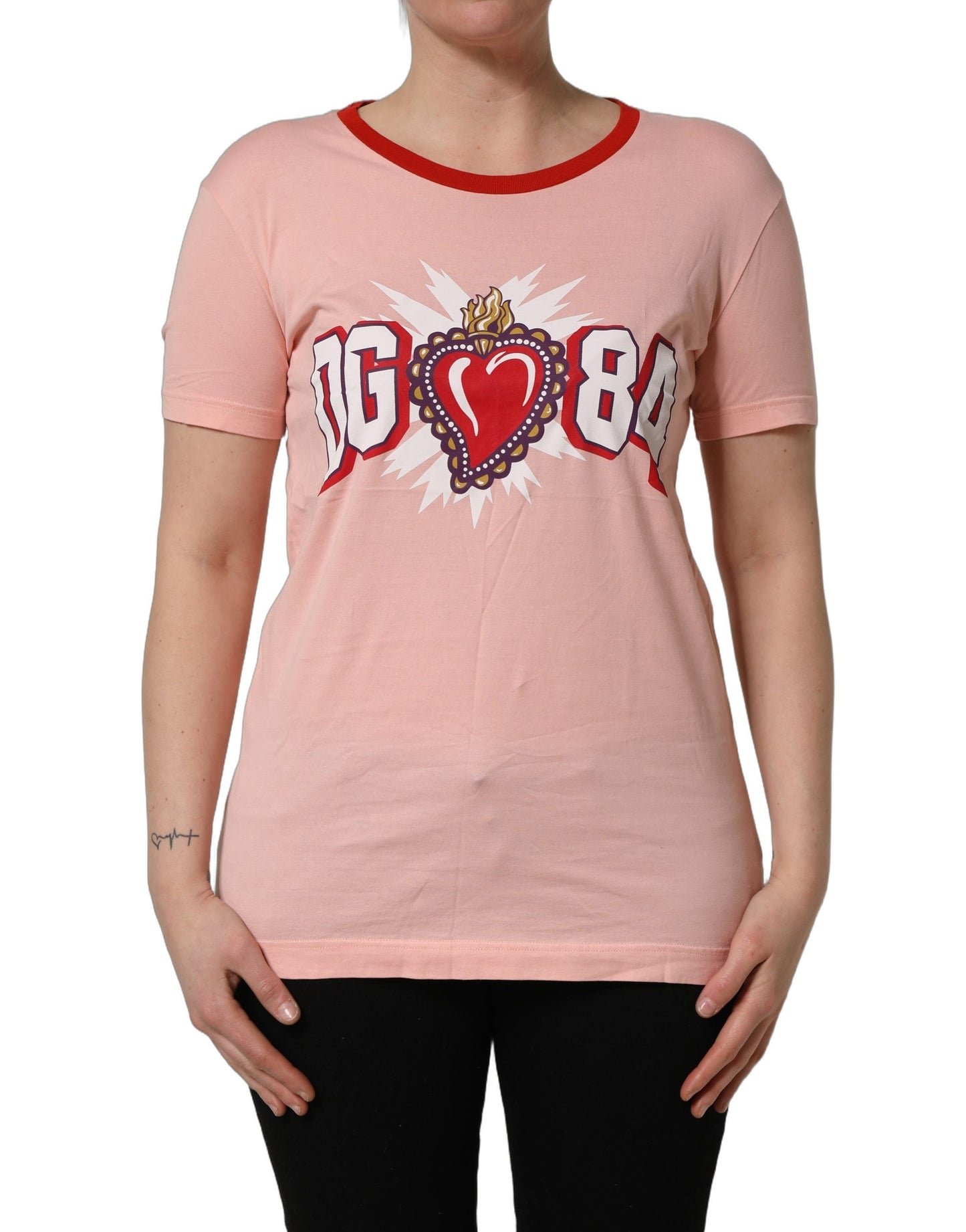 Dolce & Gabbana Pink Graphic Print Cotton Crew Neck T-shirt Dolce & Gabbana