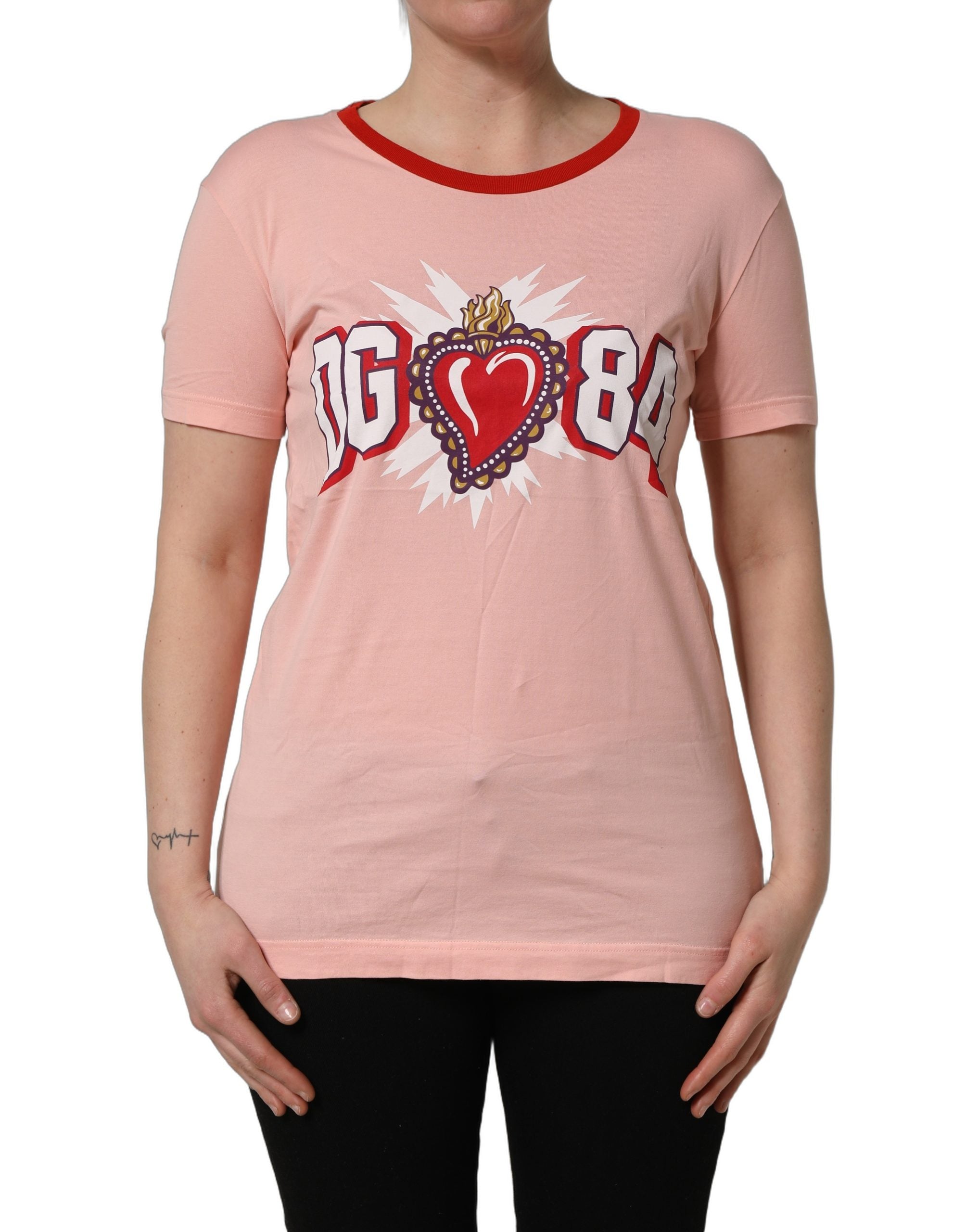 Dolce & Gabbana Pink Graphic Print Cotton Crew Neck T-shirt Dolce & Gabbana