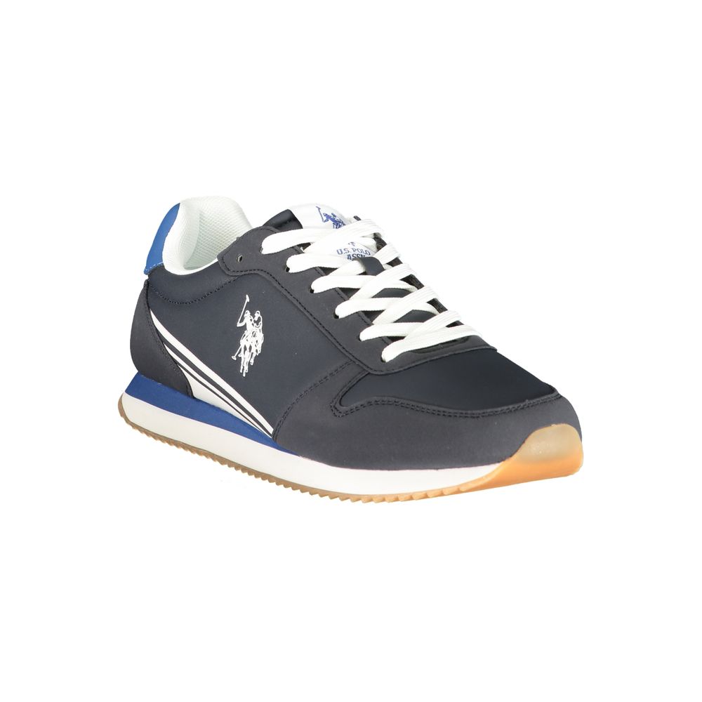 Blue U.S. POLO ASSN. men's polyurethane sneaker with white sole and laces, casual athletic shoe for everyday wear.