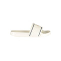 Tommy Hilfiger white polyurethane women's slipper with open toe and slip-on design, casual footwear for everyday comfort.