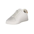 Tommy Hilfiger white leather men's sneaker with a sleek design, laced-up front, and branded logo details.