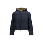 Brunello Cucinelli blue cotton shell jacket with a stand collar and zip closure, lightweight and stylish outerwear.