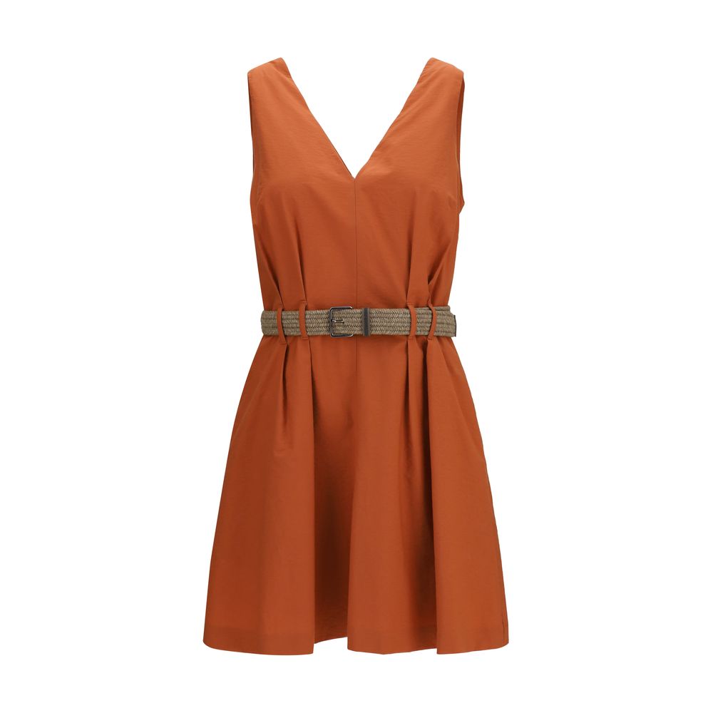 Brunello Cucinelli Orange Cotton Casual Dress Brunello Cucinelli