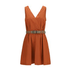 Brunello Cucinelli Orange Cotton Casual Dress Brunello Cucinelli
