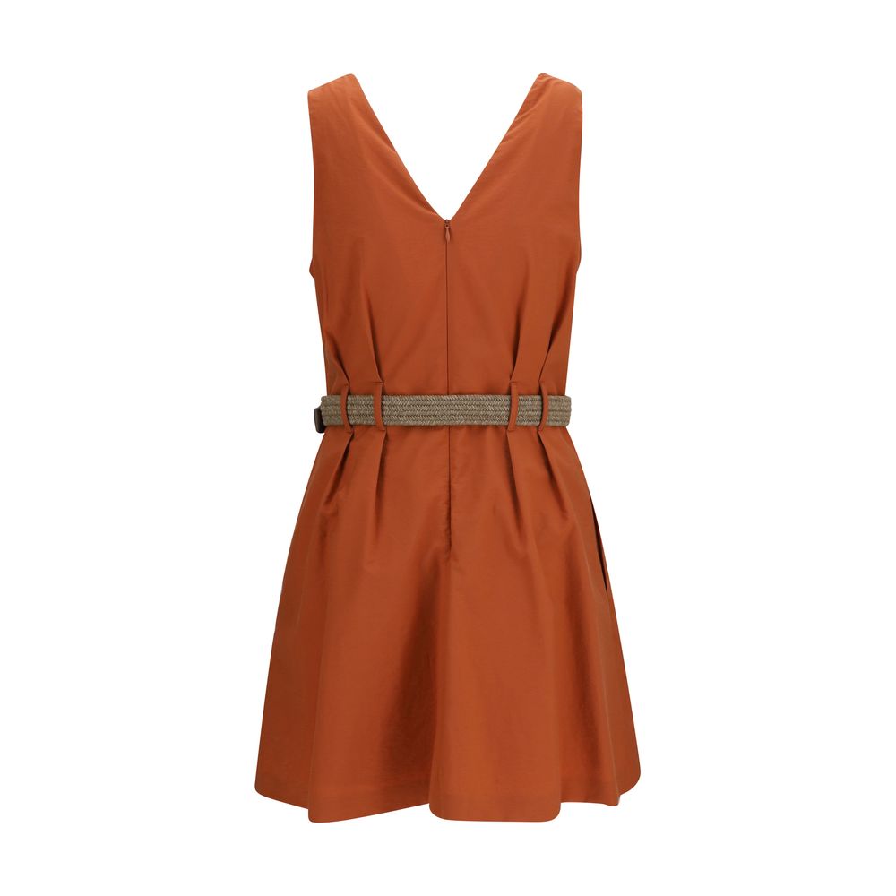 Brunello Cucinelli Orange Cotton Casual Dress Brunello Cucinelli