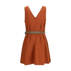 Brunello Cucinelli Orange Cotton Casual Dress Brunello Cucinelli