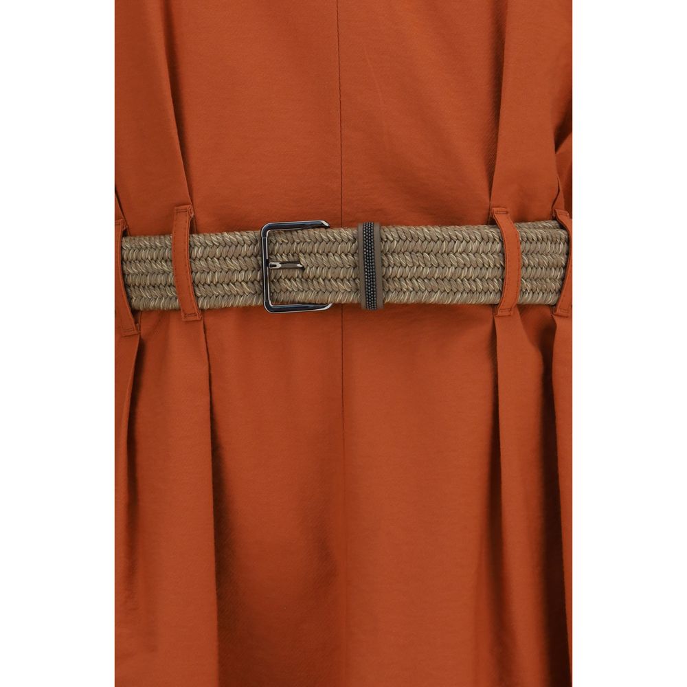 Brunello Cucinelli Orange Cotton Casual Dress Brunello Cucinelli