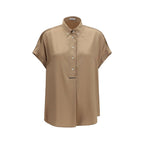 Brunello Cucinelli Beige Silk Shortsleeve Shirt