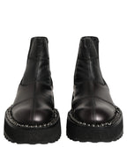 Dolce & Gabbana Black Leather Slip On Chelsea Boots Shoes Dolce & Gabbana