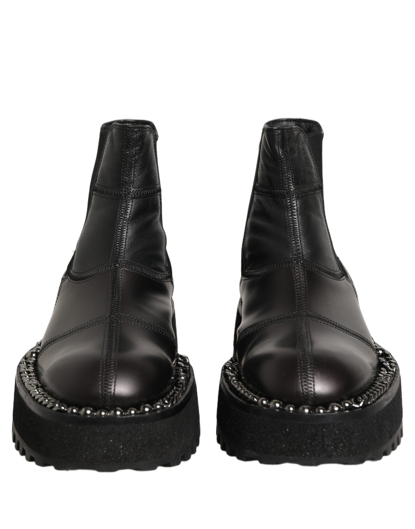 Dolce & Gabbana Black Leather Slip On Chelsea Boots Shoes Dolce & Gabbana