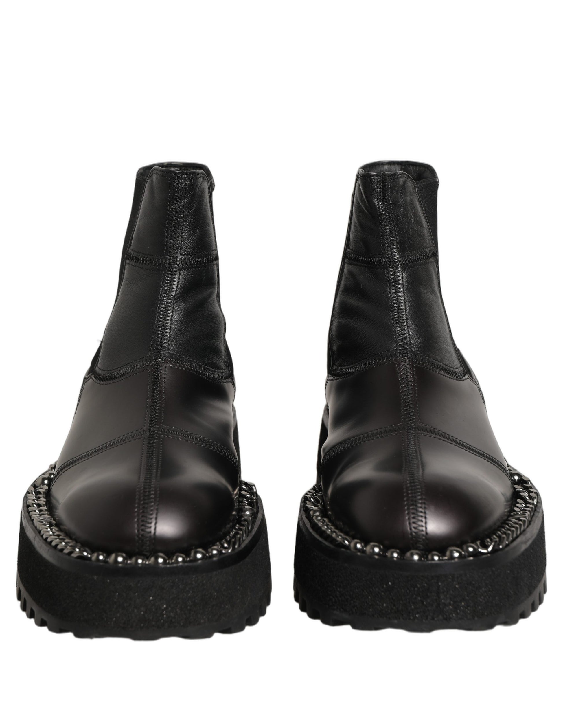 Dolce & Gabbana Black Leather Slip On Chelsea Boots Shoes Dolce & Gabbana