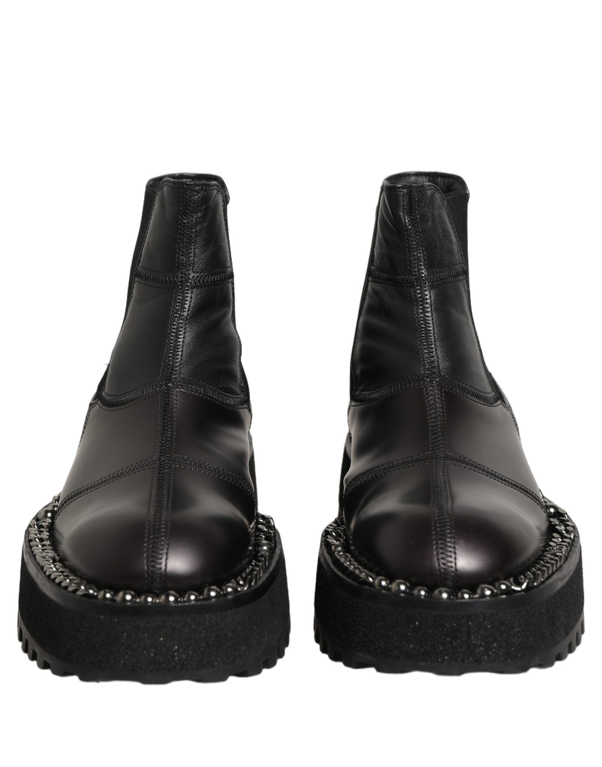 Dolce & Gabbana Black Leather Slip On Chelsea Boots Shoes Dolce & Gabbana