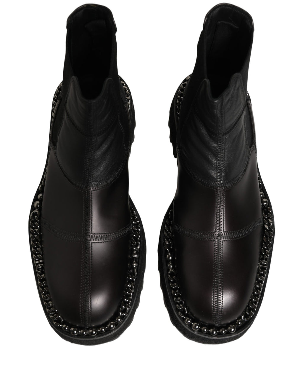 Dolce & Gabbana Black Leather Slip On Chelsea Boots Shoes Dolce & Gabbana