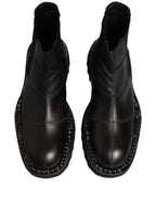 Dolce & Gabbana Black Leather Slip On Chelsea Boots Shoes Dolce & Gabbana