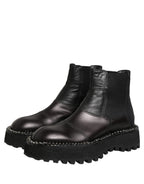 Dolce & Gabbana Black Leather Slip On Chelsea Boots Shoes Dolce & Gabbana