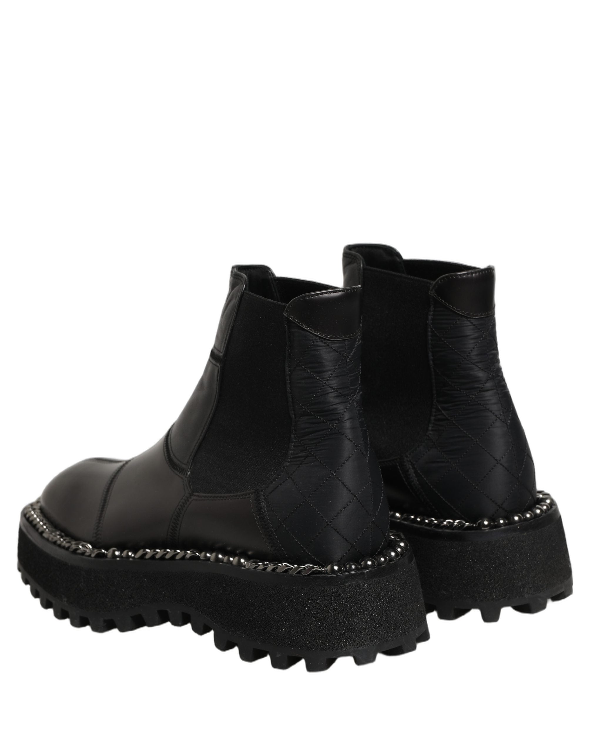 Dolce & Gabbana Black Leather Slip On Chelsea Boots Shoes Dolce & Gabbana
