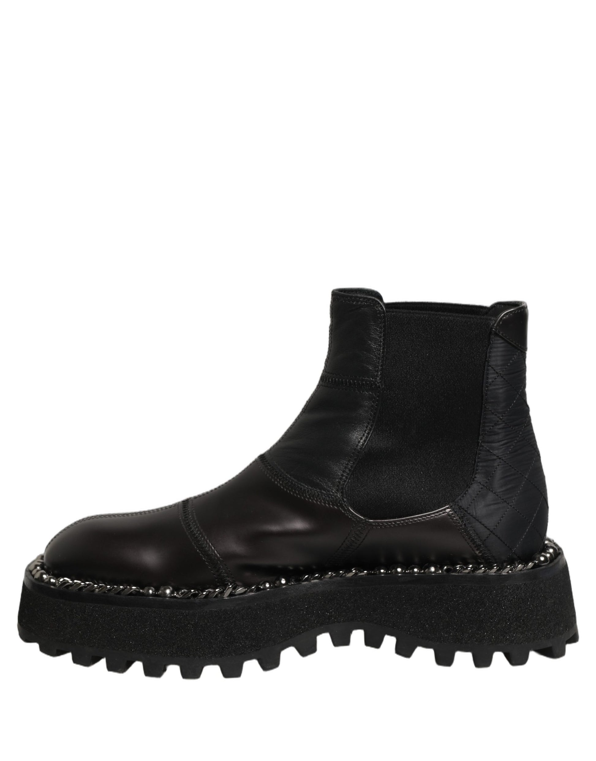Dolce & Gabbana Black Leather Slip On Chelsea Boots Shoes Dolce & Gabbana