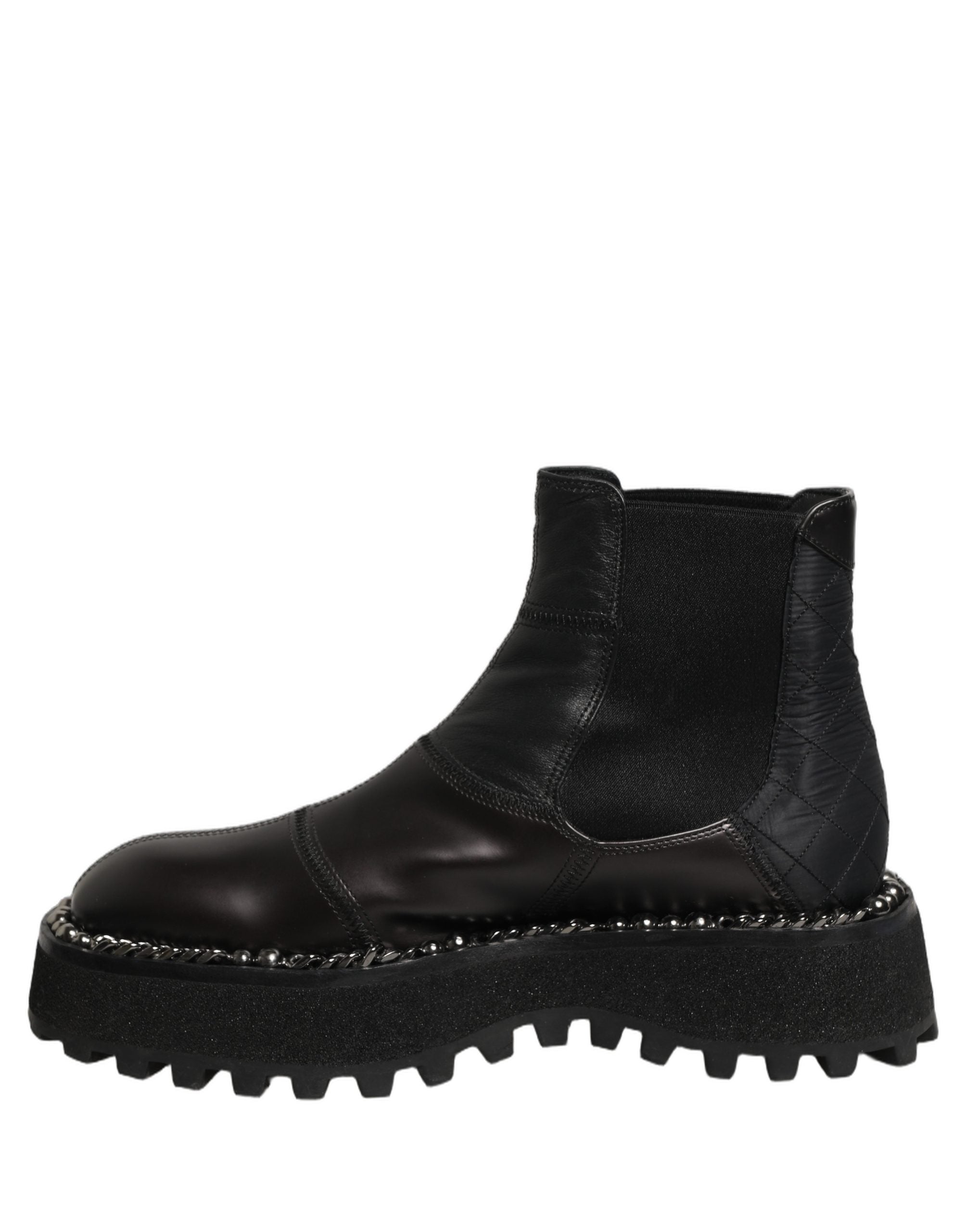 Dolce & Gabbana Black Leather Slip On Chelsea Boots Shoes Dolce & Gabbana
