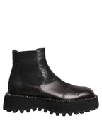 Dolce & Gabbana Black Leather Slip On Chelsea Boots Shoes Dolce & Gabbana