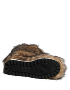 Dolce & Gabbana Brown Faux Skim Ski Fur Knee High Boots Shoes Dolce & Gabbana