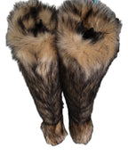 Dolce & Gabbana Brown Faux Skim Ski Fur Knee High Boots Shoes Dolce & Gabbana