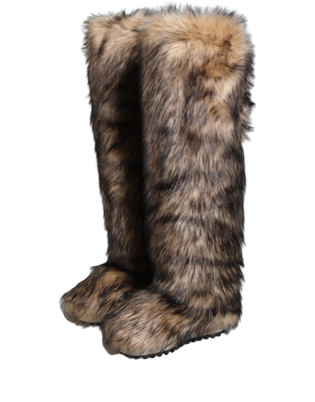 Dolce & Gabbana Brown Faux Skim Ski Fur Knee High Boots Shoes Dolce & Gabbana