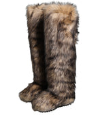 Dolce & Gabbana Brown Faux Skim Ski Fur Knee High Boots Shoes Dolce & Gabbana