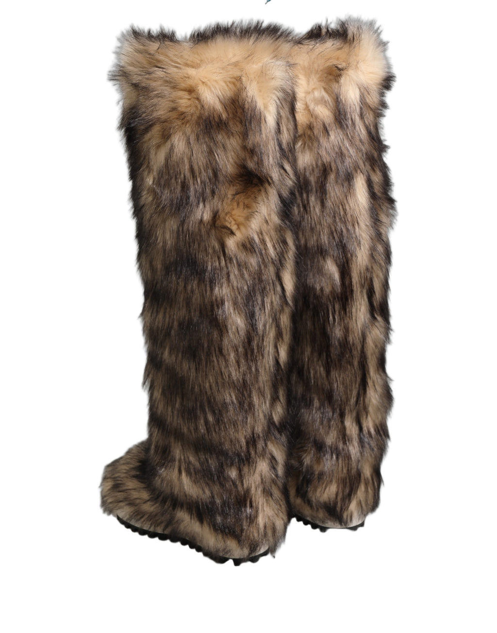 Dolce & Gabbana Brown Faux Skim Ski Fur Knee High Boots Shoes Dolce & Gabbana