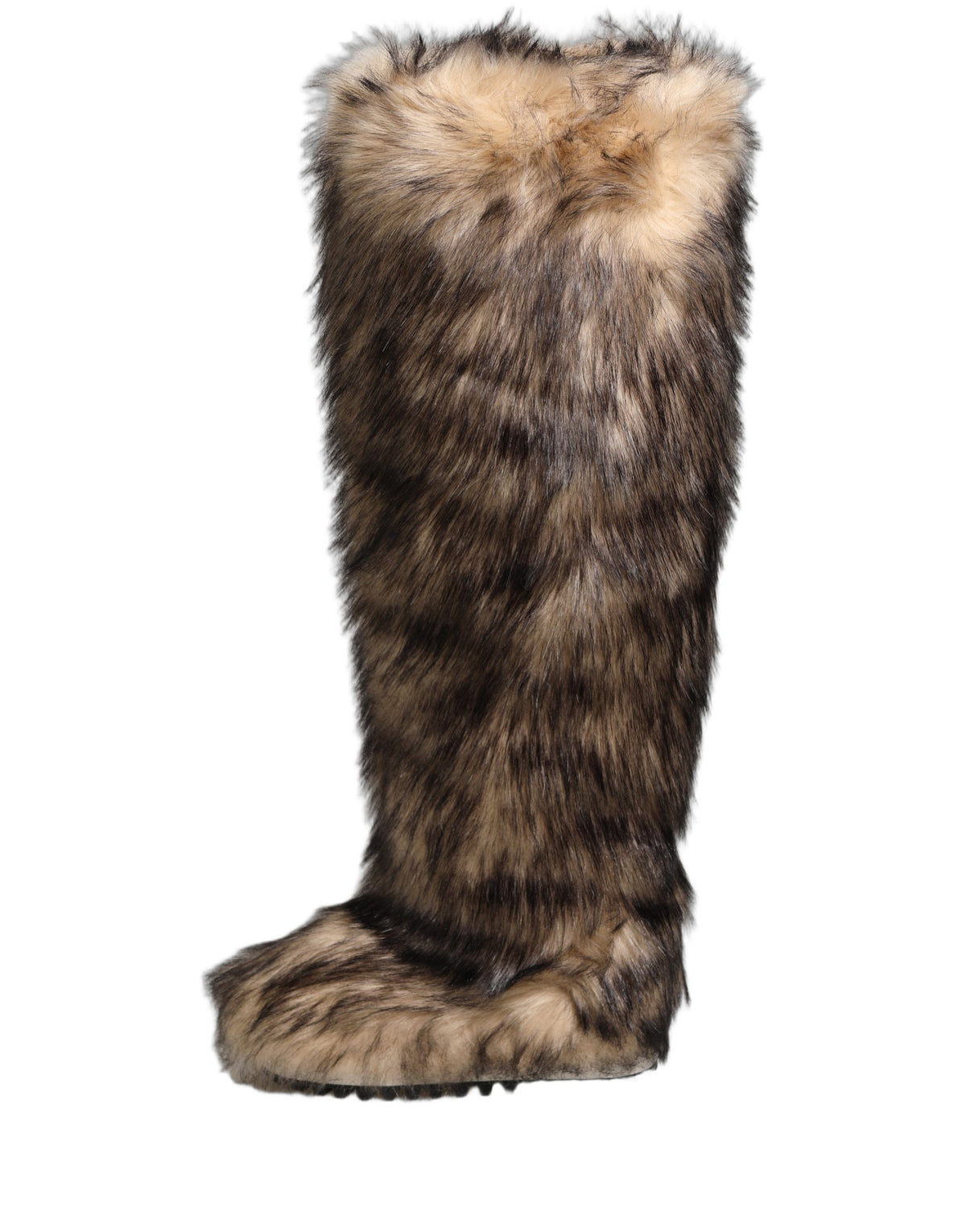 Dolce & Gabbana Brown Faux Skim Ski Fur Knee High Boots Shoes Dolce & Gabbana