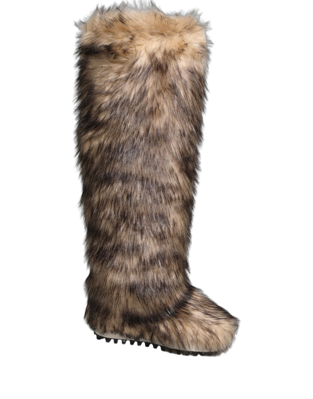Dolce & Gabbana Brown Faux Skim Ski Fur Knee High Boots Shoes Dolce & Gabbana